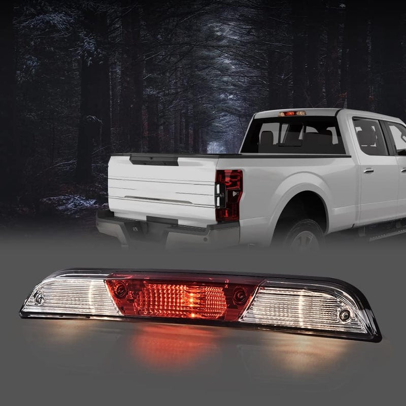 GPLUS LED 3rd Third Brake Light Compatible with Ford F150 2015 2016 2017,Compatible with F250 F350 F450 F550 Super Duty 2017 High Mount Rear Stop Light Cargo Lamp Red & Clear Lens Chrome Housing - Image 4